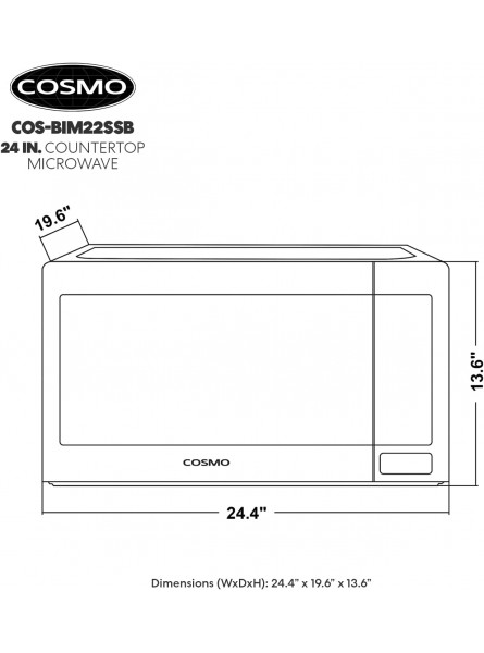 Cosmo COS-BIM22SSB Countertop Microwave Oven with Smart Sensor Touch Presets 1200W & 2.2 cu. ft. Capacity 24 inch Stainless Steel B07XPCFFGW