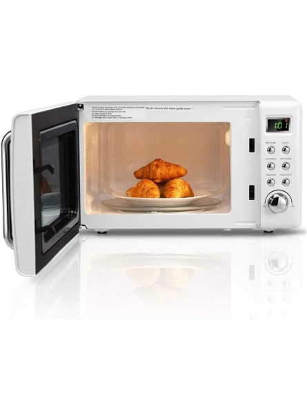 Custpromo 700W Retro Countertop Microwave Oven 0.7 Cu. Ft 5 Microwave Power Level LED Display Safe Glass Turntable Defrost & Auto Cooking Function Child Lock White B07P17Z2H1