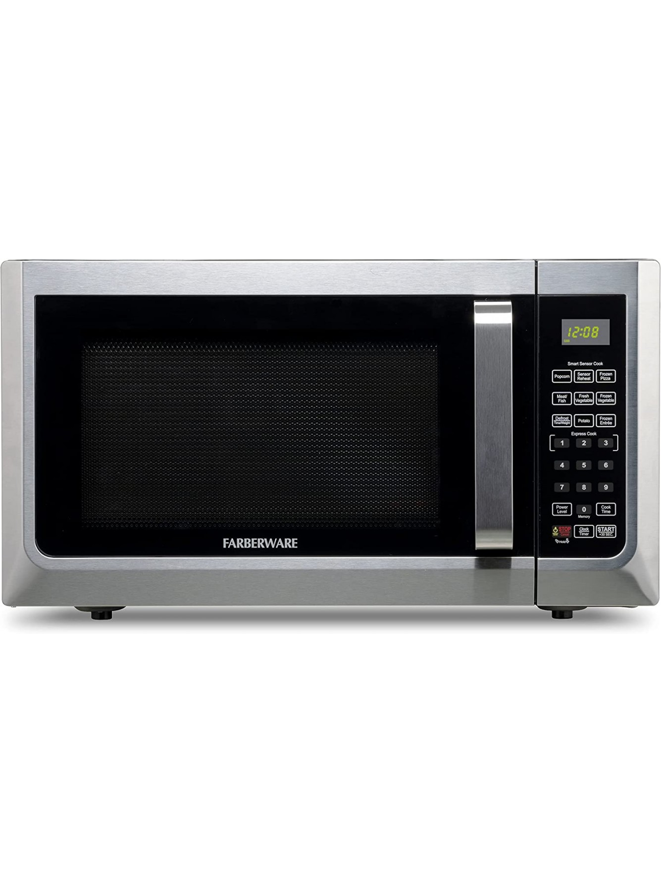 Farberware FMG13SS Countertop 1.3 Cu. Ft. 1100 Watt Microwave Oven with Smart Sensor Cooking LED Display Stainless Stainless Steel B0B17BJ628