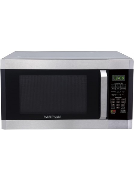 Farberware Professional FMO16AHTPLB 1.6 Cu. Ft. 1100-Watt Microwave Oven with Smart Sensor Cooking Technology and Blue LED Lighting Stainless Steel B07TM72TFX