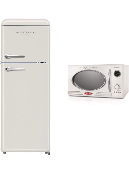 FRIGIDAIRE EFR756-CREAM EFR756 2 Door Apartment Size Retro Refrigerator 7.5 cu ft Cream & Nostalgia Retro Countertop Microwave Oven 0.9 Cu. Ft. 800-Watts Ivory B09WMV273X