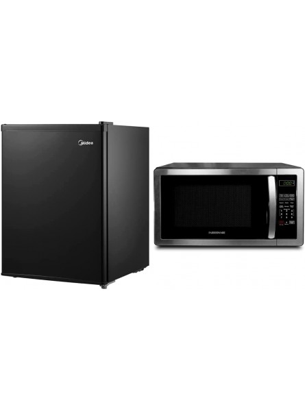 Midea WHS-87LB1 Refrigerator 2.4 Cubic Feet Black & Farberware Countertop Microwave 1.1 Cu. Ft. 1000-Watt Compact Microwave Oven B0B4MK7TP1