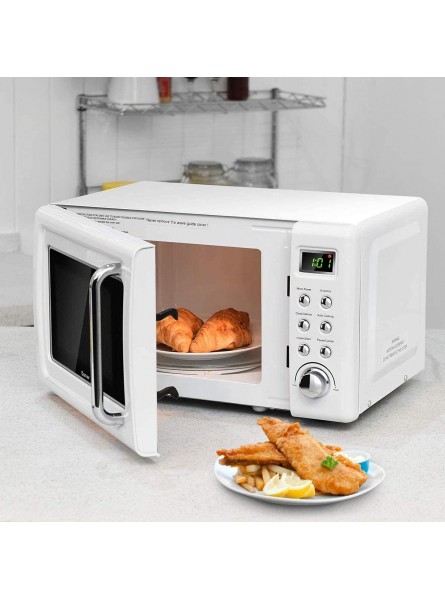 Moccha Compact Retro Microwave Oven 0.7Cu.ft 700-Watt Countertop Microwave Ovens w 5 Micro Power Delayed Start Function LED Display Child Lock White B08ZC7XQF7