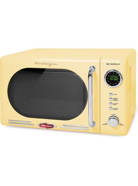 Nostalgia Retro Compact Countertop Microwave Oven 0.7 Cu. Ft. 700-Watts with LED Digital Display Child Lock Easy Clean Interior Yellow B09WF3KG7W