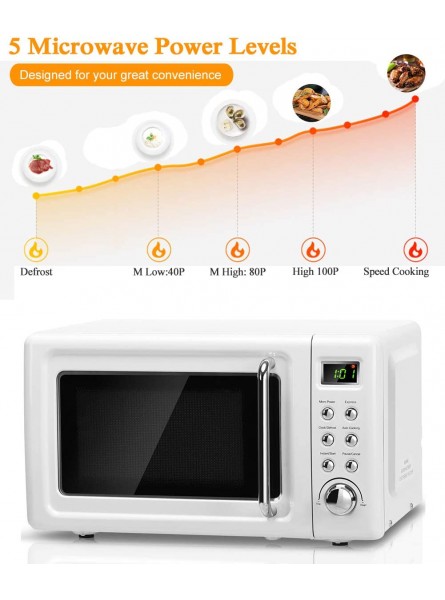 Retro Microwave Oven,Safeplus 0.7Cu.ft Countertop 700W Microwaves with Cold Rolled Steel Plate 5 Micro Power Defrost & Auto Cooking Function LED Display Glass Turntable and Viewing Window Child Lock B08C9V9R9J