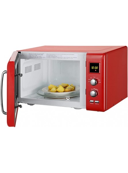 Retro Microwave With Display & Handle Countertop Retro Microwave Oven With Glass Tray And Roller Ring 23L 0.9 Cu.Ft Red B09BCJ1BFP