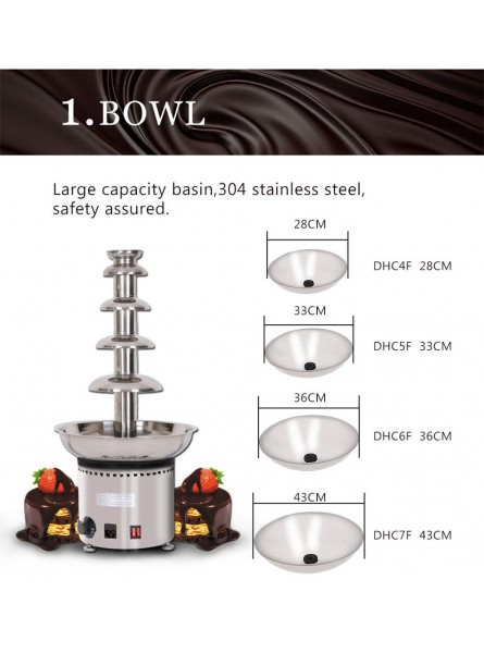 NEWTRY 6 Tiers Stainless Steel Chocolate Fondue Fountain Machine 13.23lbs Capacity 86~230℉Adjustable For Home Party Restaurant 110V B07JB4K2R9