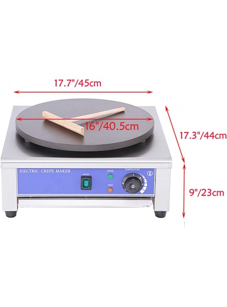 Proshopping 16 Commercial Electric Crepe Maker Large Pancakes Griddle Machine Stainless steel Non Stick Crepe Pan with Batter Spreader 110V- for Blintzes Eggs Pancakes Tortilla B07MDG7Q6J