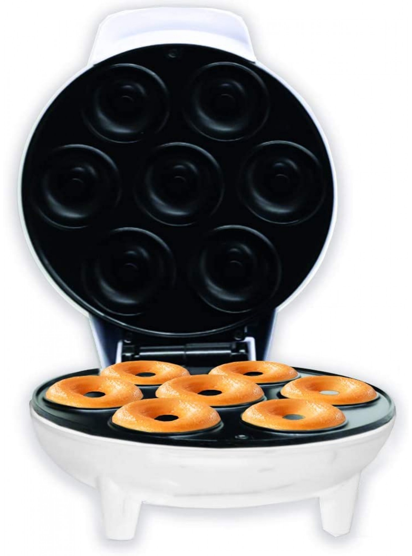 Courant Mini Donut Maker Machine for Holiday Kid-Friendly Breakfast or Snack Desserts & More with Non-stick Surface Makes 7 Doughnuts White B08QDMPHJ1