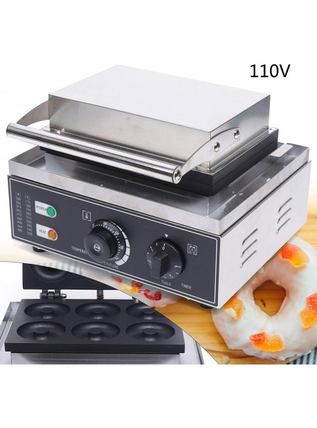 Donut Maker 110V 1550W 6 Holes Double-Sided Non-stick Commercial Electric Doughnut Maker 50-300℃ with Anti-Scald Stainless Steel Handle Doughnut Making Machine for Commercial Home B08LYP657Y