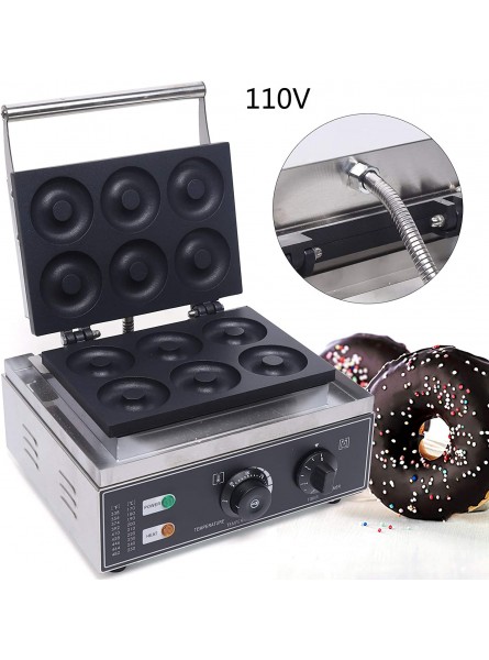 Donut Maker 110V 1550W 6 Holes Double-Sided Non-stick Commercial Electric Doughnut Maker 50-300℃ with Anti-Scald Stainless Steel Handle Doughnut Making Machine for Commercial Home B08LYP657Y