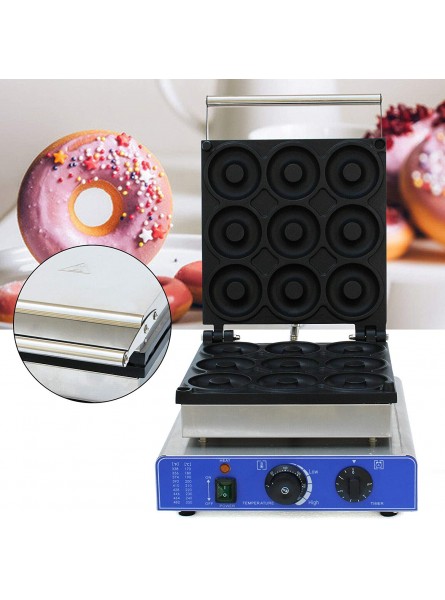 TFCFL 110V Commercial Waffle Donut Machine Stainless Steel 9 Holes Double-Sided Heating Electric Doughnut Maker 1.8KW Non-stick Donut MakerTeflon-Coating for Professional Kitchen B089GQNHS1