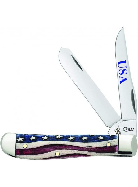 CASE XX WR Pocket Knife Patriotic Smooth Natural Bone Mini Trapper Item #64135 6207 SS Length Closed: 3 1 2 Inches B01MT89F2N
