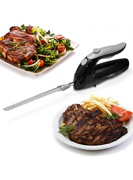 Upgraded Premium NutriChef Electric Knife 8.9" Carving Knife Serrated Blades Lightweight Ergonomic Design Easy Grip Easy Blade Removal Great For Thanksgiving Meat & Cheese Black PKELKN8 B0757618DX