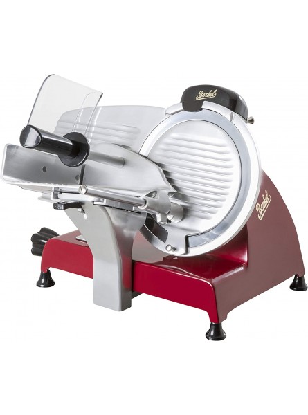 Berkel Red Line 250 Food Slicer Red 10 Blade Electric Food Slicer Slices Prosciutto Meat Cold Cuts Fish Ham Cheese Bread Fruit and Veggies has an Adjustable Thickness Dial B01MXMV9RS