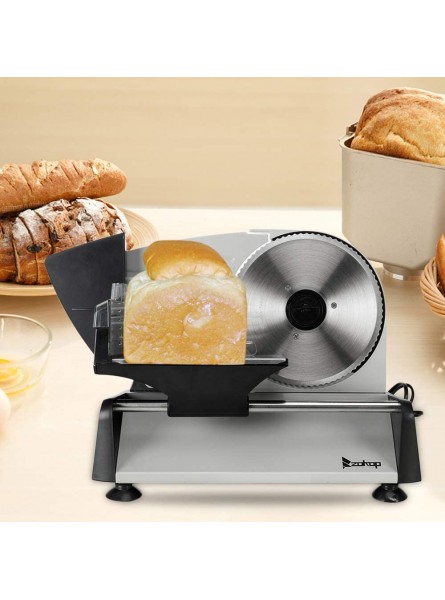 Electric Food Meat Slicer for Home 7.5 Stainless Steel Blade Adjustable Slicing Thickness Cheese Fruit Vegetable Bread Cutter Spacious Sliding Carriage Anti-Slip Rubber Feet Easy Clean B083TD4272