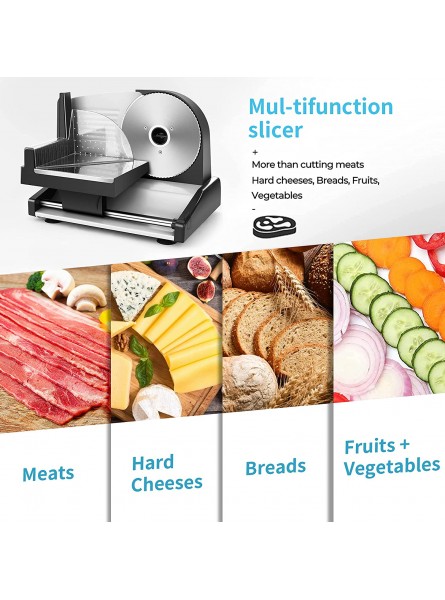 Meat Slicer 200W Electric Deli Food Slicer with 2 Removable 7.5 Stainless Steel Blades 0-15mm Adjustable Thickness Meat Slicers for Home Use Cuts Frozen Meat Cheese Bread Easy to Clean B0922JS61S