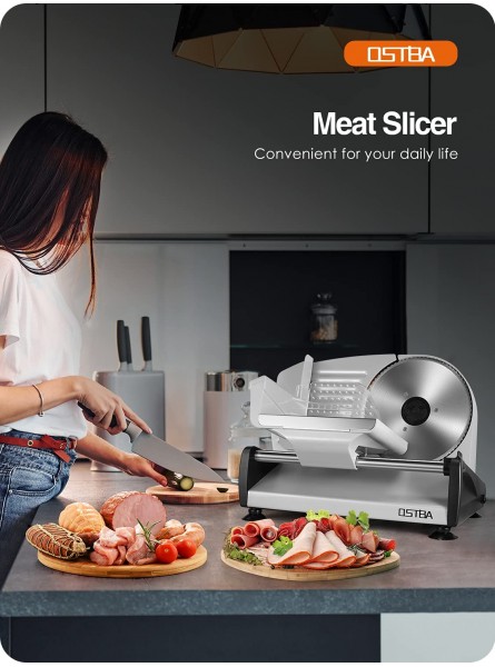 Meat Slicer Electric Deli Food Slicer with Removable 7.5’’ Stainless Steel Blade Adjustable Thickness Meat Slicer for Home Use Child Lock Protection Easy to Clean Cuts Meat Bread and Cheese 150W B07S5R3HHV