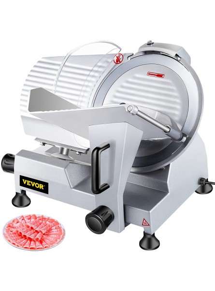 VEVOR Commercial Meat Slicer 10 inch Electric Food Slicer 240W Frozen Meat Deli Slicer Premium Chromium-plated Steel Blade Semi-Auto Meat Slicer For Commercial and Home use B08R7JJF3R