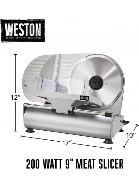 Weston Electric Meat Cutting Machine Deli & Food Slicer Adjustable Slice Thickness Removable 9” Stainless Steel Blade Non-Slip Suction Feet Easy to Clean 61-0901-W B000T3KY5Y