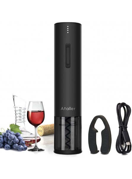 Ataller Electric Wine Bottle Openers Rechargeable Automatic Corkscrew Opener With Foil Cutter & USB Charging Cable Black B081HZ3GW4