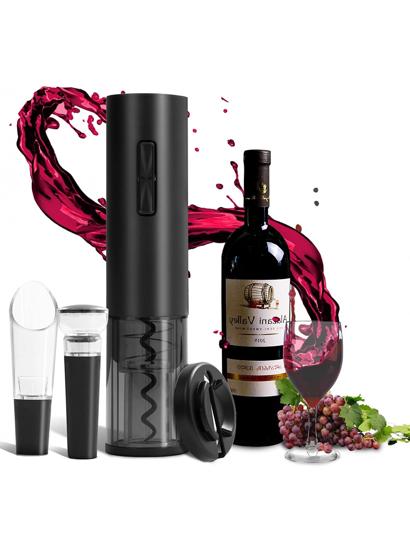 Dorylo Electric Wine Bottle Openers Set Rechargeable Automatic Corkscrew Opener Puller Electronic Wine Opener Set Electric Corkscrew Set Black Electric Wine Opener B09JWLB8QN