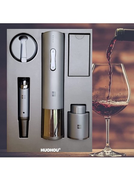 Electric Rechargeable Wine Bottle Opener Set┃Luxury Wine Accessories┃Automatic Wine Gift Set of 5 Pieces Foil Cutter Electric Wine Bottle Opener Aerating Pourer Vacuum Stopper USB charging cord B09BC7KTSL
