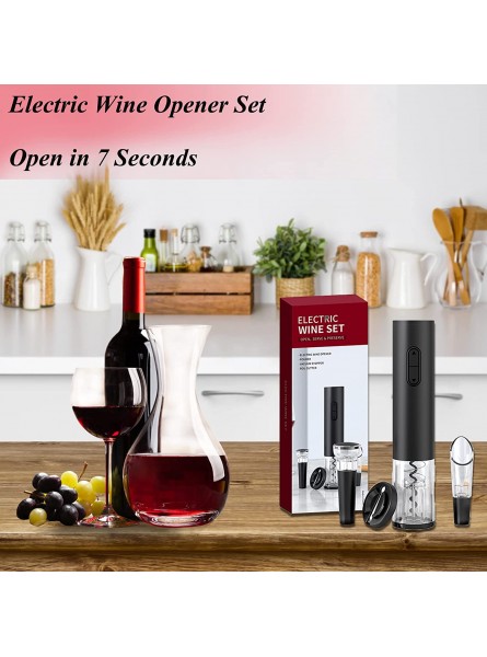 Electric Wine Opener Set Battery Operated Wine Bottle Opener with Foil Cutter Wine Pourer and Vacuum Stopper Automatic Corkscrews for Wine Bottles Kit for Wine Father's Day Gift Home Kitchen Bar B09HPSCH7L