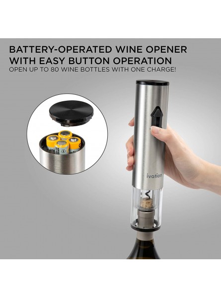 Ivation 9-Piece Wine Opener Gift Set | Deluxe Bar Kit with Electric Battery-Operated Bottle Opener Air Pump Cork Extractor Aerator Pourer Wine Stoppers Champagne Stoppers Foil Cutter & Stand B08LK9914P