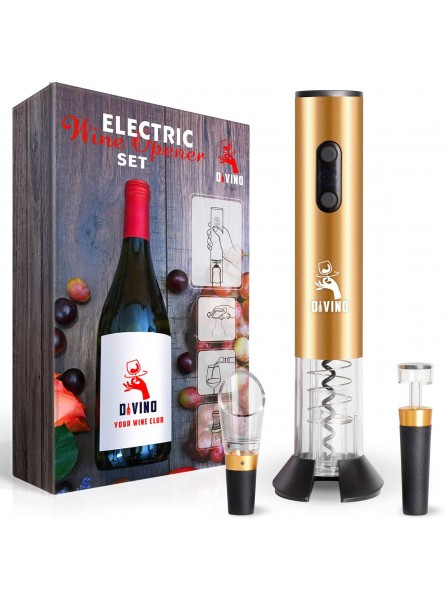Powerful Electric Wine Opener Set – Automatic Wine Opener Electric Corkscrew – Battery Operated & Cordless Electric Wine Bottle Opener with Foil Cutter Vacuum Stopper & Aerator – Deluxe Wine Gift Set B08H26VXGY