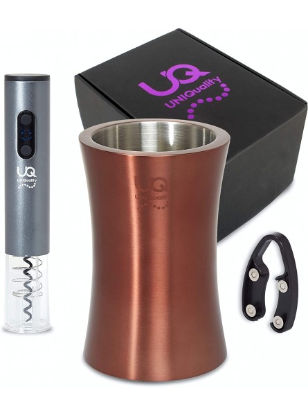 Wine Bottle Cooler with Electric Wine Bottle opener and Foil cutter set. Premium wine gift box. Elegant Stainless steel Champagne bucket. Birthday Wine gifts. Mothers Day gift B08DNLVKLY