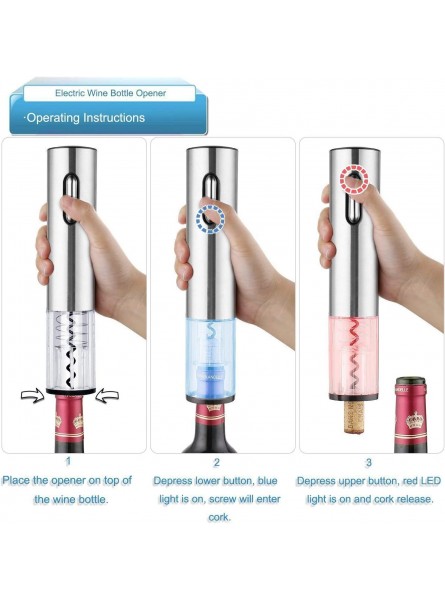 Wine Opener Electric GOSCIEN Automatic Electric Wine Bottle Opener Gifts For Festivals Birthdays Electric Wine Bottle Corkscrew with Foil Cutter Indicator Light Stainless Steel B07PWVGVB4