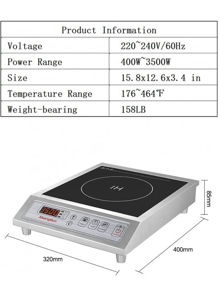 Commercial Grade Countertop Burner 3500 W 220V-240V Commercial Induction Cooktop Hot Plate for Cooking Portable Electric Stove for Kitchen Home School & Restaurant Abangdun B09CYCHSPH