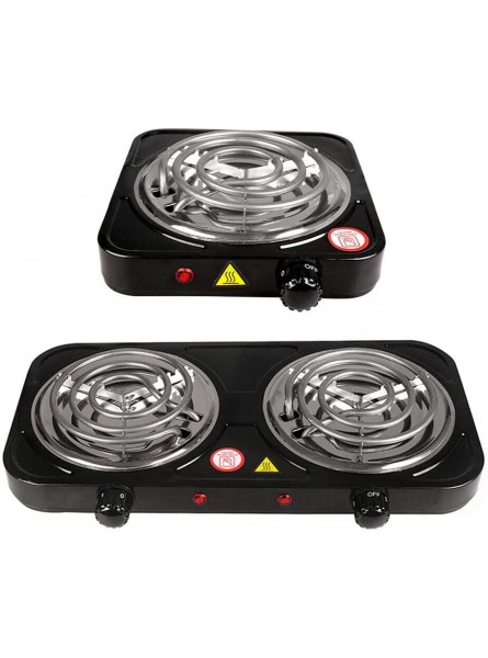 Double Countertop Portable Small Buffet Coiled 2000W Electric Hot Burner Stainless Steel Electric Stove with 5 Level Temperature Control Charcoal Burner for Camping&Cooking Double Coil Burner B09VGGDRBT
