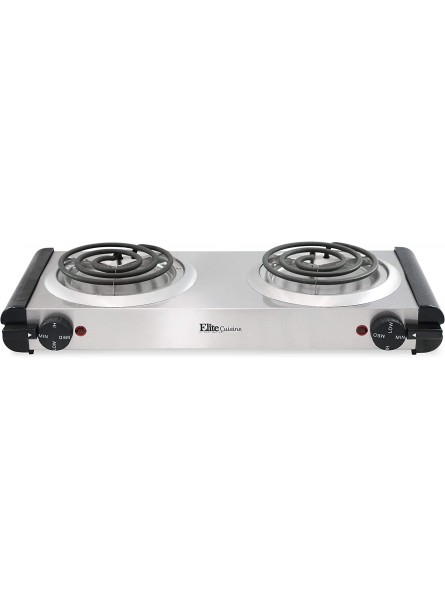 Elite Gourmet Countertop Double Coiled Burner 1400 Watts White Electric Hot Burner Temperature Controls Power Indicator Lights Easy to Clean B06XV275X1