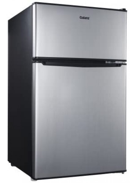 Galanz 3.1cu ft Compact Refrigerator Double Door | Cans Dispenser Stainless Refrigerator B075NTQ8D5