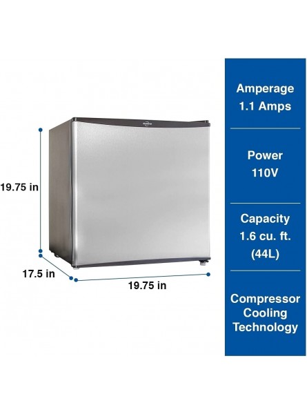 Koolatron Stainless Steel Compact Fridge with Freezer 1.6 Cubic Feet 44 L Capacity for Snacks Frozen Meals Beverages Juice Beer Den Dorm Office Games Room or RV B001VKY8I8