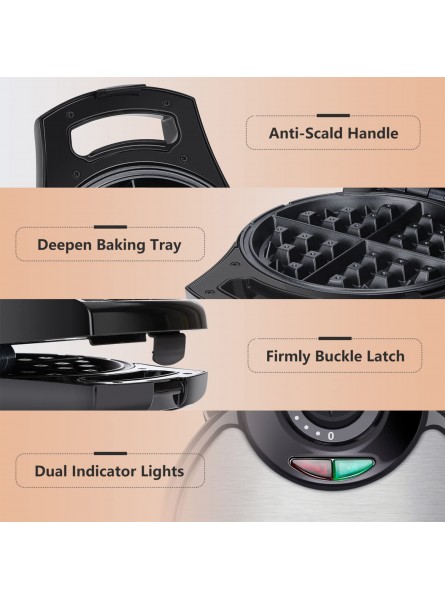 Belgian Waffle Maker 8 Inch Flip Waffle Irons with Non-Stick Surfaces 900W Waffle Makers with Temperature Control 4 Slice Black ETL Certificated Aigostar B082TPWCJP