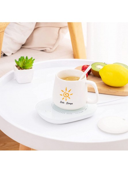 113 Degrees Fahrenheit Constant Temperature Cup Mug Mat Office Desk Coffee Tea Beverage Warmers Indoor Warm Cup White Pad Intelligent USB Heating Thermos Table Mat for Winter Drinks Warming B09HHGW7RY