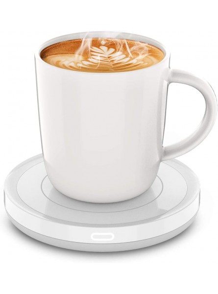 BESTINNKITS Smart Coffee Set Auto On Off Gravity-induction Mug Office Desk Use Candle Wax Cup Warmer Heating Plate Up To 131F 55C 14oz White Set B0834JQ4RF