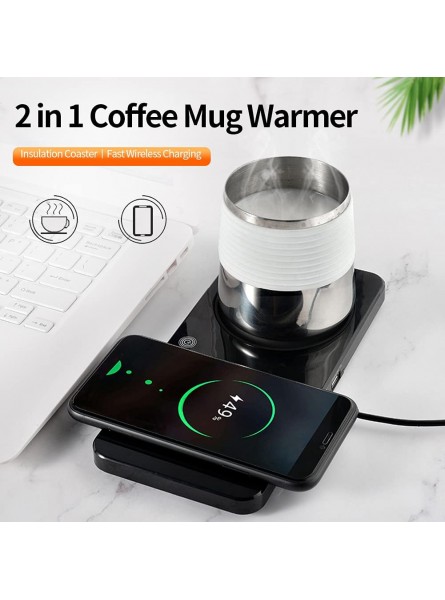 Coffee Mug Warmer 2 in 1 Phone QI Wireless Charger Drink Heating Warmer Magnetic USB Charging Constant Temperature 131 55 for Office Home to Warm Tea Milk B08ZXQ6MLM
