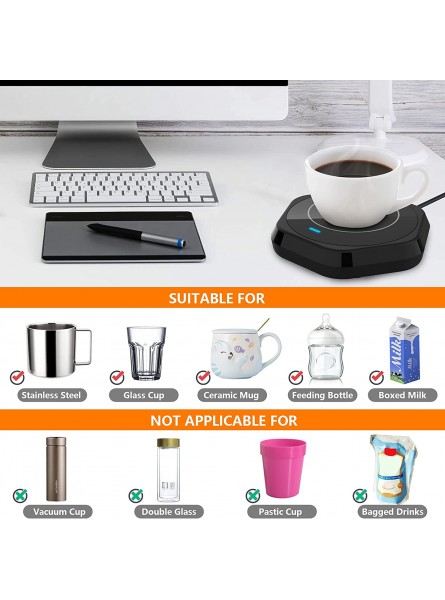 Coffee Mug Warmer: Smart Beverage Heating Plate Candle Wax Cup Warmer Electric Thermostat Coaster for Hot Coffee Milk Tea Water Cocoa Desk Home Office Use Christmas Birthday Gift Auto Shut off Black B096FX5P8L
