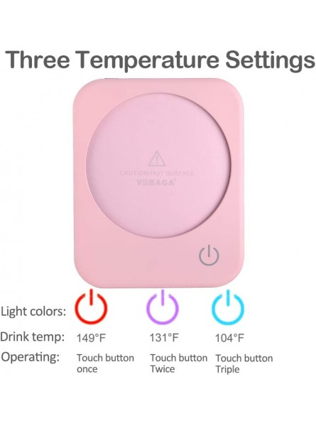 Coffee Mug Warmer VOBAGA 4 Hours Auto Shut-Off Coffee Warmer Plate for Office Home Desk Use with 3 Temperature Settings Electric Cup Warmer for Cocoa,Tea Milk Water Pink No Cup B07SW28LBR