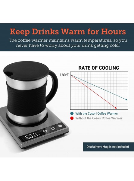 COSORI Mug Warmer & Coffee Cup Warmer for Desk Coffee Gift Beverage Heater for Home and Office Use Auto Shut Off Digital Temp Control 77-194℉ silver B089SGRVBJ