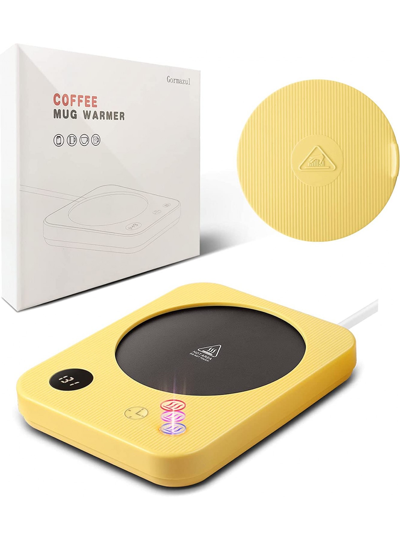 Gormazul Coffee Mug Warmer Coffee Warmer for Desk with Auto Shut Off Beverage Heater for Home and Office Use Digital Temp Control Yellow B09M9LMYNL