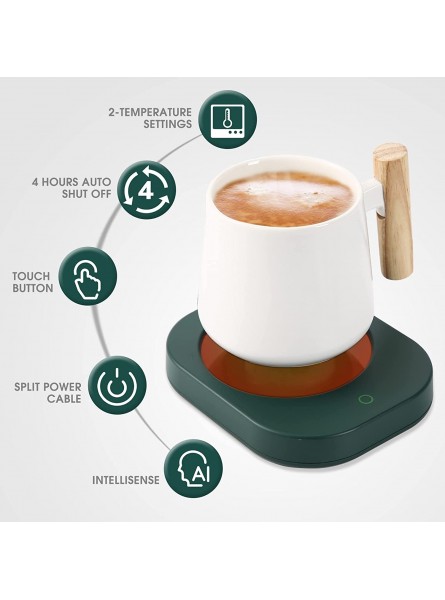 Newnice Mug Coffee Warmer Cup Warmer Accessories for Desk Smart Temperature Setting & Gravity Sensor Auto Switch Tea Beverage Heater Green B09PBCLRR3