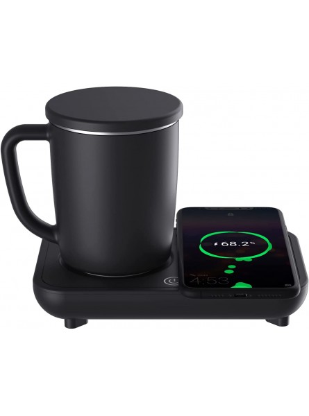 SZGHHW 3 in 1 Wireless Qi-Certified Fast Charger with Mug Warmer Drink Cooler for desk Heated Coffee Mug Drink cooling with 15W Wireless Charging USB Auto Shut Off Tea Warmer black B09G2G319H