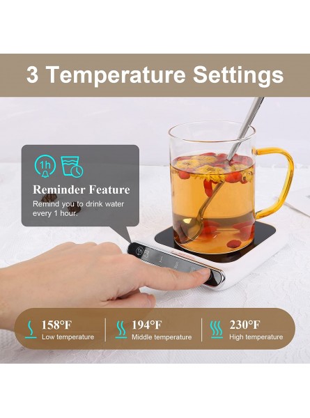 USB Coffee Mug Warmer for Desk,Tea Cup Warmer with 3 Temperature Settings,Time Reminder Auto Shut Off,Electric Warming Plate for Beverage Water Coco Milk No Cup B09QW9F485