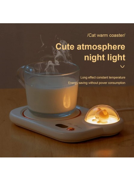 UUPOI Smart Coffee Mug Warmer Coffee Cup Heater with Cute Cat Night Light Auto Shut Off 3 Temperature Setting LED Display Electric Beverage Warmer Plate for Coffee Tea Milk Cocoa and etc White B09NMYZ2B7