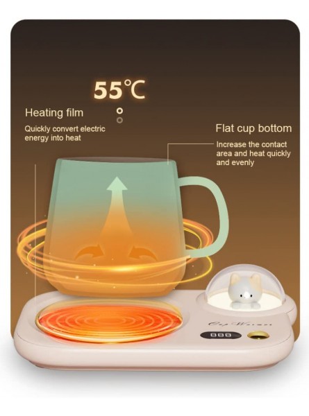 UUPOI Smart Coffee Mug Warmer Coffee Cup Heater with Cute Cat Night Light Auto Shut Off 3 Temperature Setting LED Display Electric Beverage Warmer Plate for Coffee Tea Milk Cocoa and etc White B09NMYZ2B7